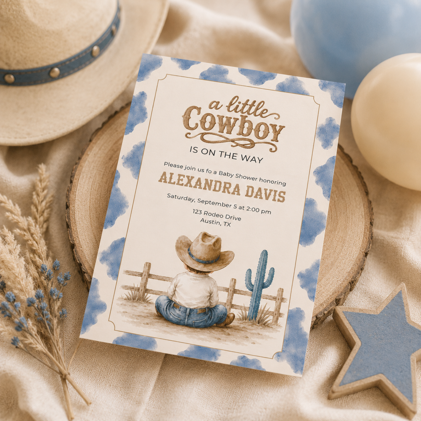 Little Cowboy Baby Shower Invitation L141
