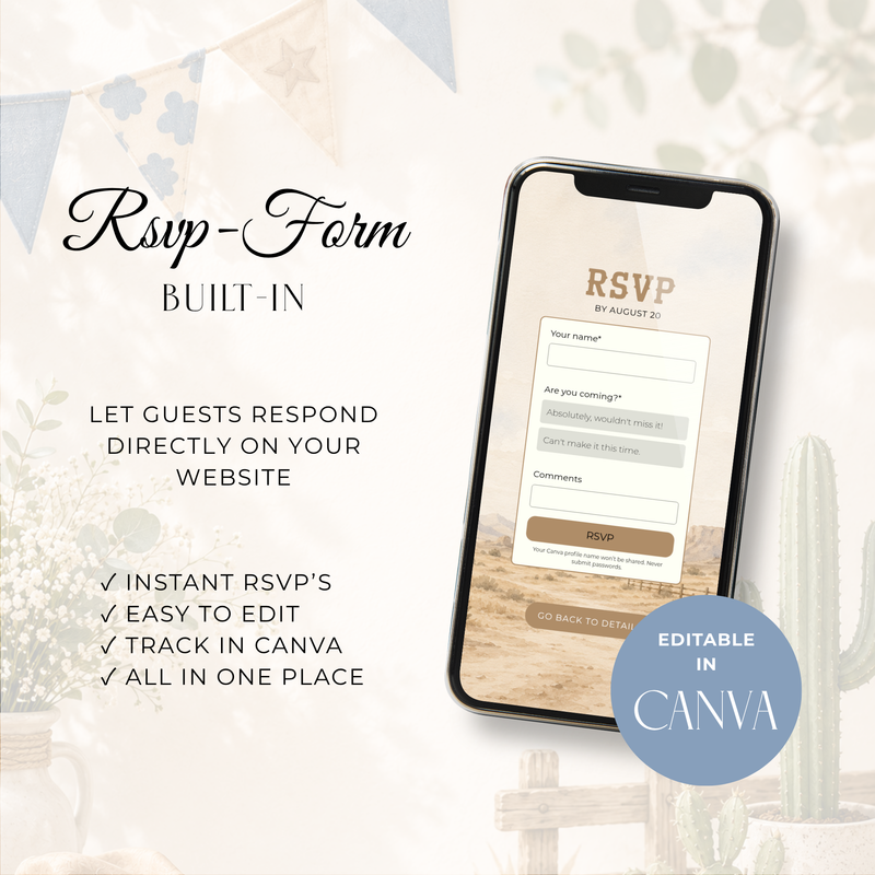 Little Cowboy Baby Shower Website Invitation with RSVP L141
