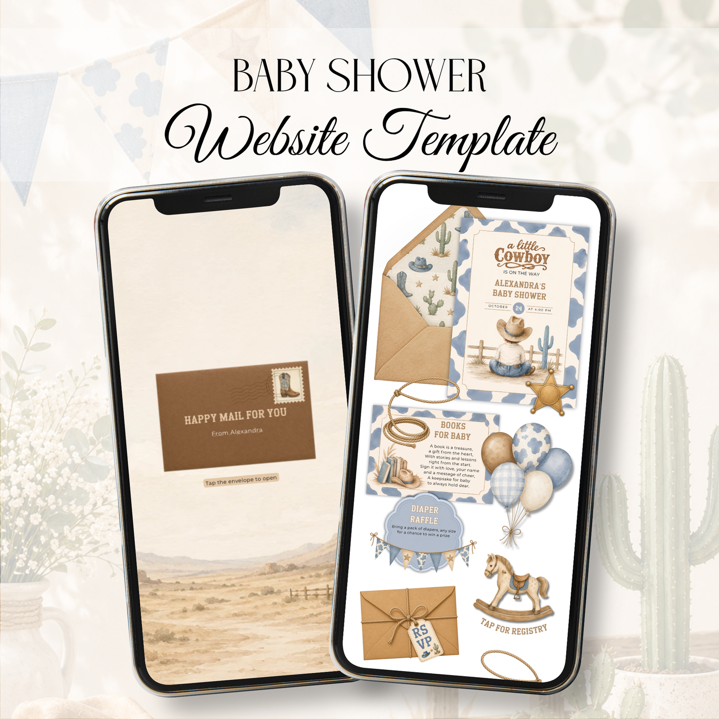 Little Cowboy Baby Shower Website Invitation with RSVP L141