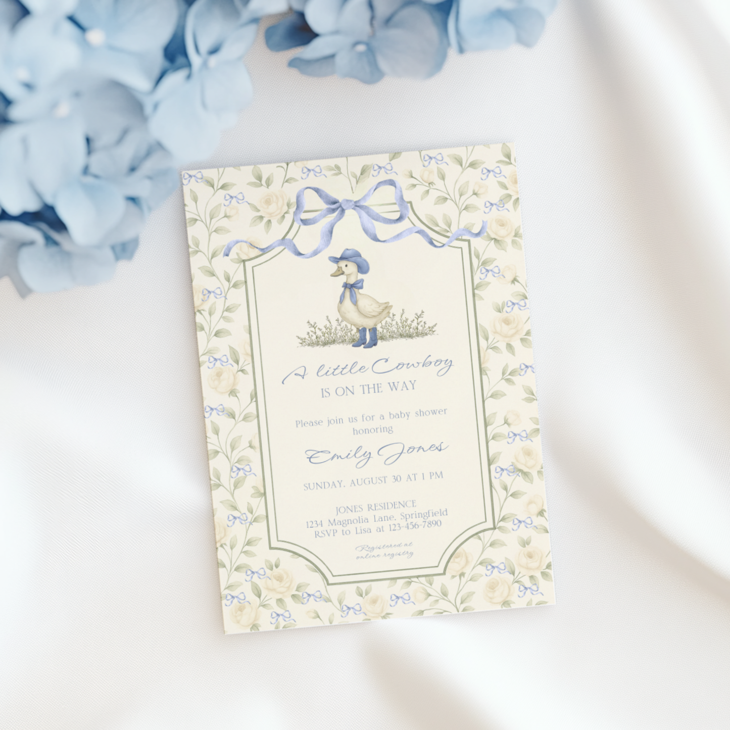 Little Cowboy Goose Baby Shower Invitation BS150