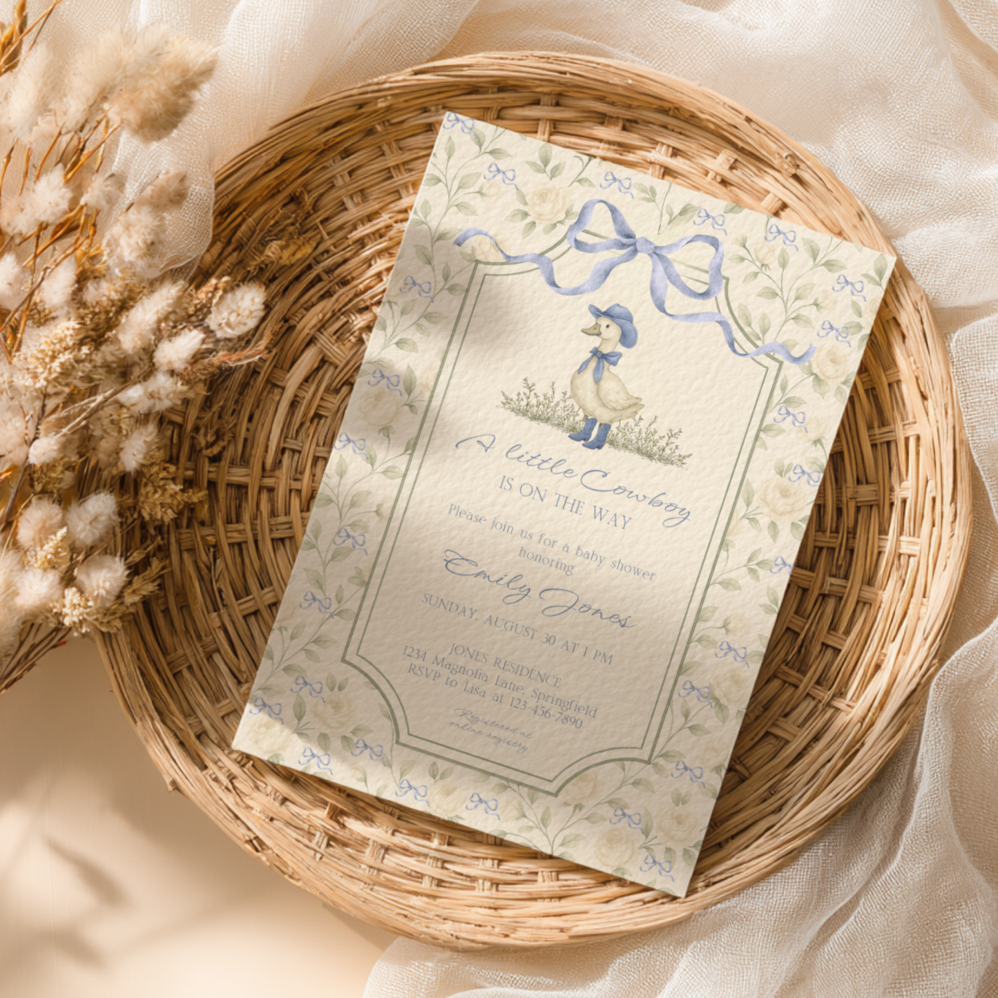 Little Cowboy Goose Baby Shower Invitation BS150