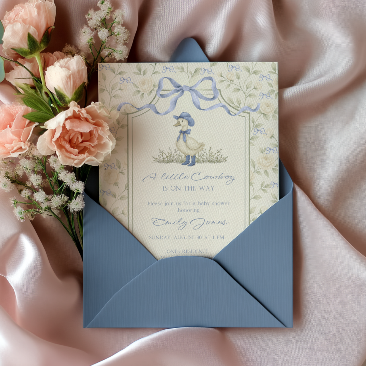 Little Cowboy Goose Baby Shower Invitation BS150