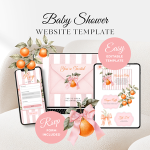 Little Cutie Baby Shower Invitation Website Template - Editable RSVP Invite BS299