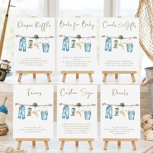 Little Fisherman Fishing Baby Shower Table Signs Bundle BS160