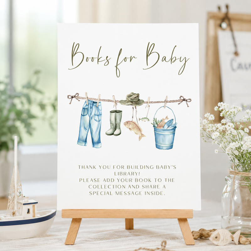 Little Fisherman Fishing Baby Shower Table Signs Bundle BS160