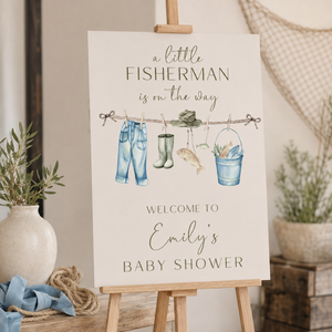 Little Fisherman Baby Shower Welcome Sign - Fishing Gear Outdoors BS160