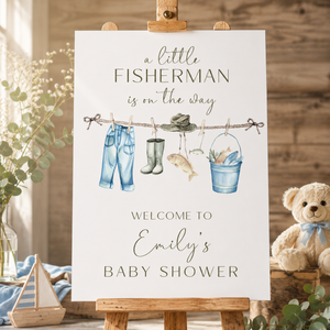 Little Fisherman Baby Shower Welcome Sign - Fishing Gear Outdoors BS160