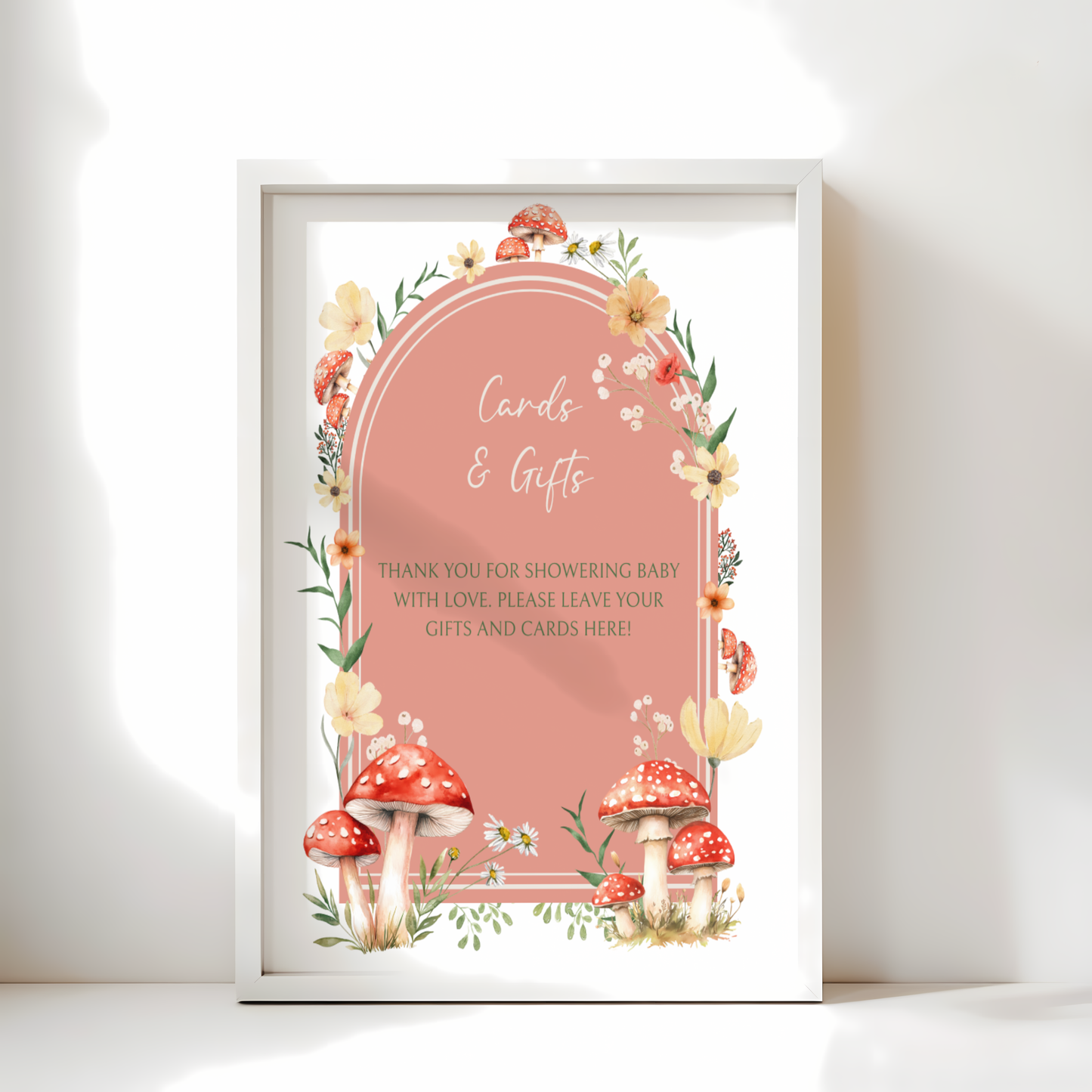 Baby Shower Table Sign Bundle - Red Mushroom Little Fungi Woodland Forest BS82