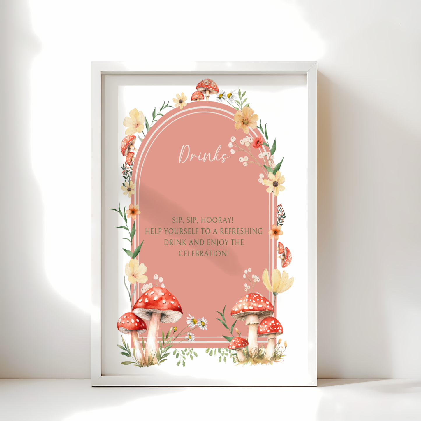 Baby Shower Table Sign Bundle - Red Mushroom Little Fungi Woodland Forest BS82