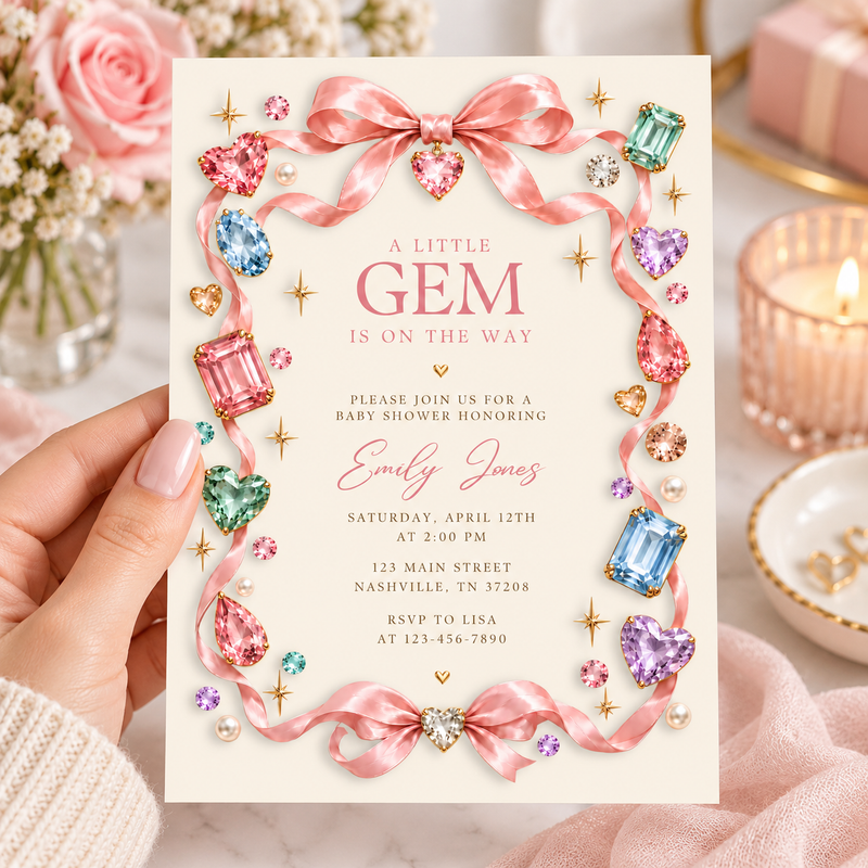 A Little Gem Is on the Way Baby Shower Invitation BS338