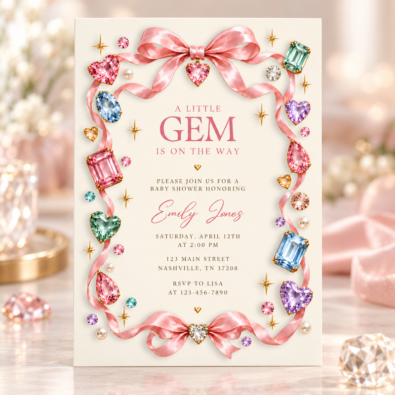 A Little Gem Is on the Way Baby Shower Invitation BS338