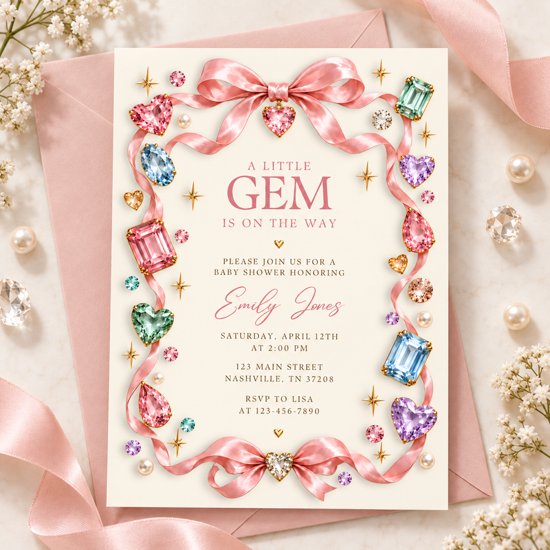 A Little Gem Is on the Way Baby Shower Invitation BS338