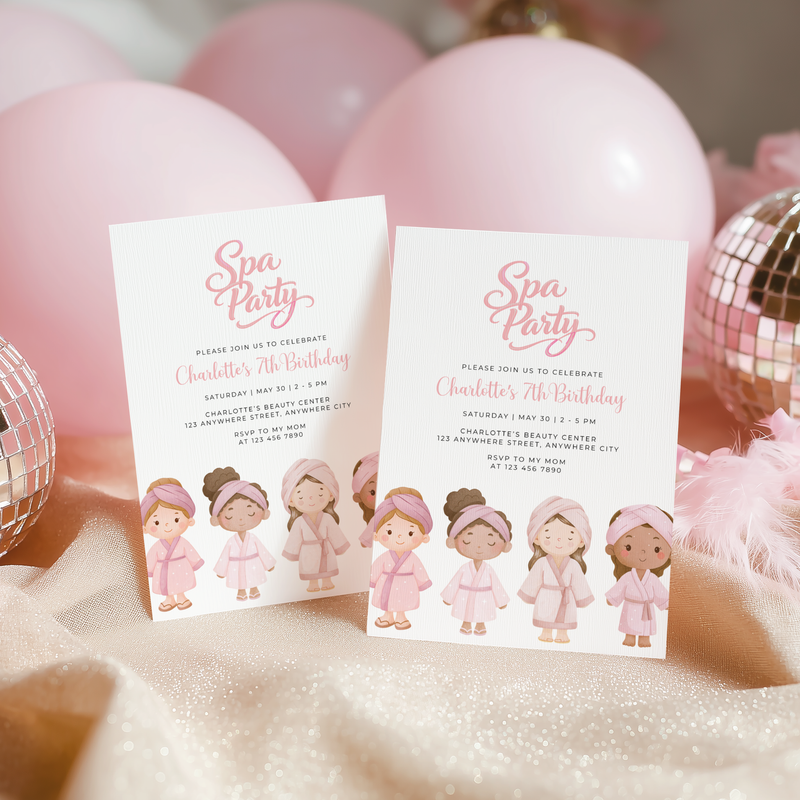 Little Girls Spa Party Invitation L122