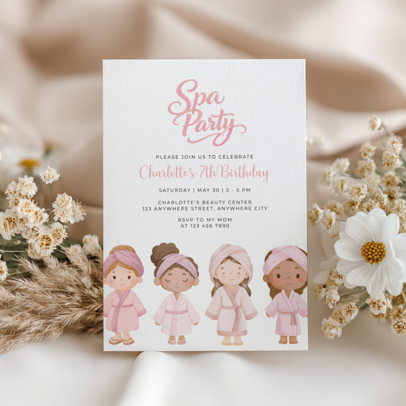 Little Girls Spa Party Invitation L122