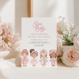 Little Girls Spa Party Invitation L122