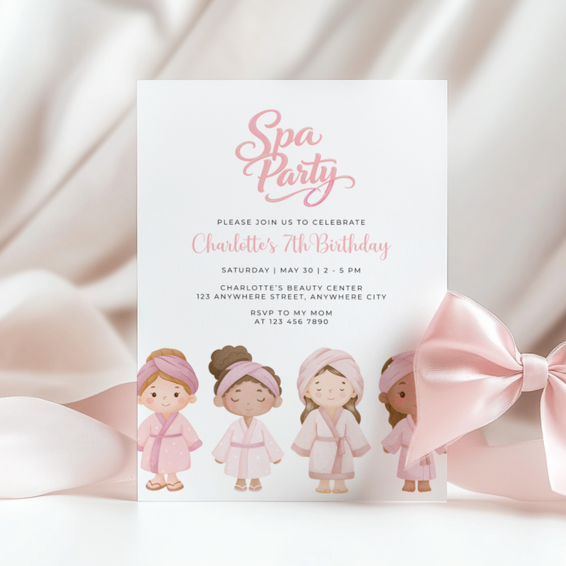 Little Girls Spa Party Invitation L122