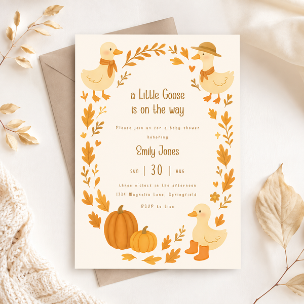 Little Goose Fall Baby Shower Invitation BS206