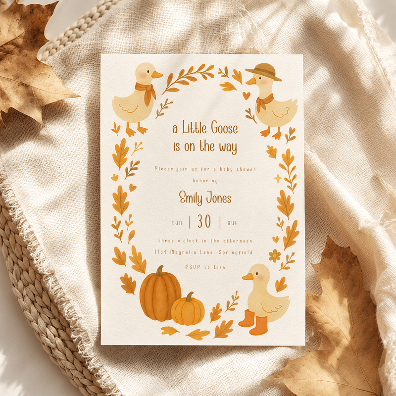 Little Goose Fall Baby Shower Invitation BS206