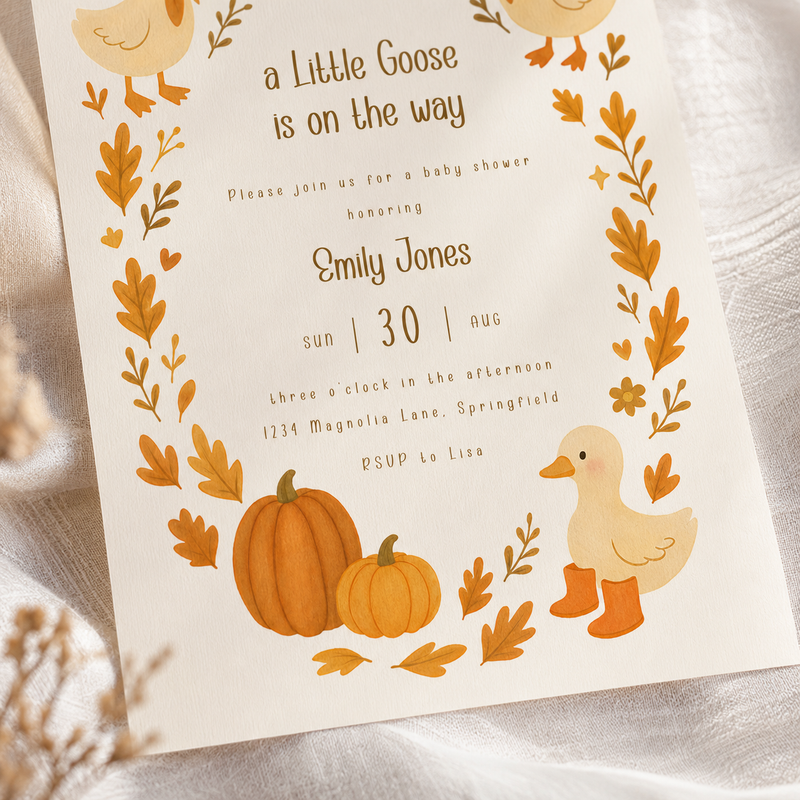 Little Goose Fall Baby Shower Invitation BS206