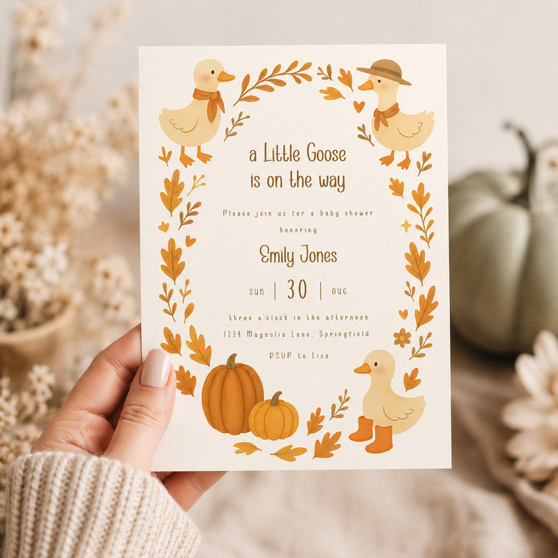 Little Goose Fall Baby Shower Invitation BS206