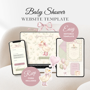 Vintage Floral Little Goose Baby Shower Website Template + RSVP BS150