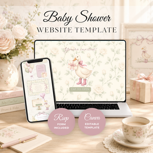 Vintage Floral Little Goose Baby Shower Website Template + RSVP BS150