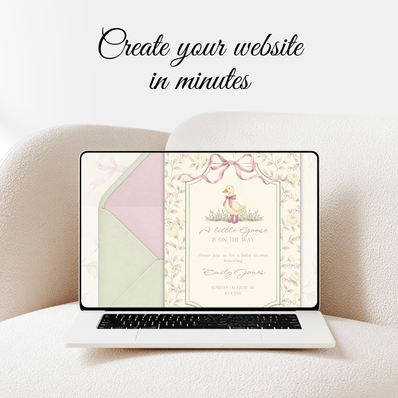 Vintage Floral Little Goose Baby Shower Website Template + RSVP BS150