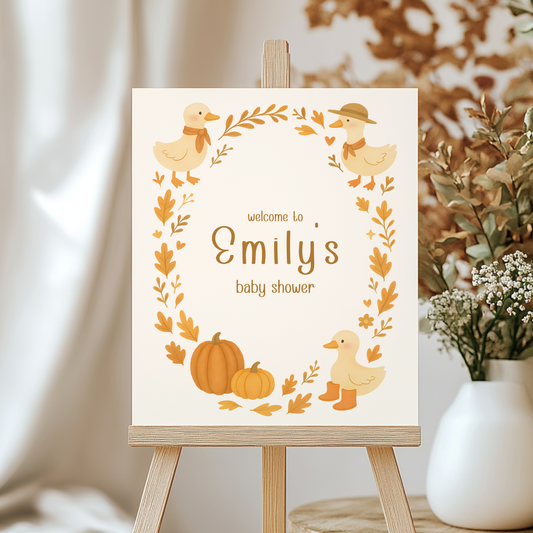 Baby Shower Welcome Sign - Little Goose Fall Theme BS206