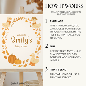 Baby Shower Welcome Sign - Little Goose Fall Theme BS206