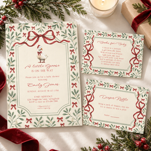 Little Goose Christmas Baby Shower Invitation Bundle BS251
