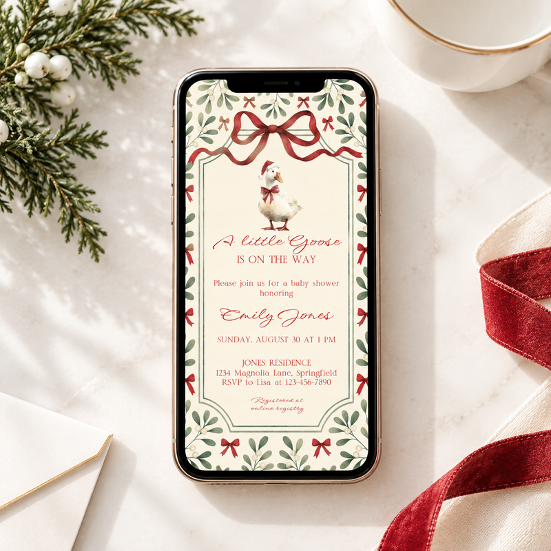 Little Goose Christmas Baby Shower Invitation Bundle BS251