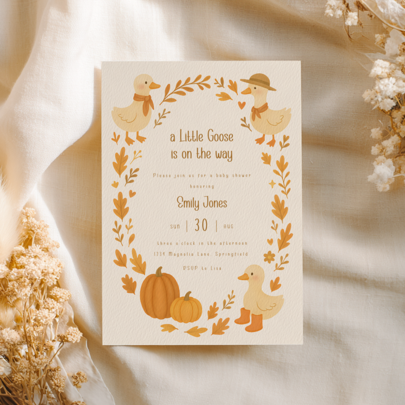 Baby Shower Invitation - Fall Little Goose On The Way BS206