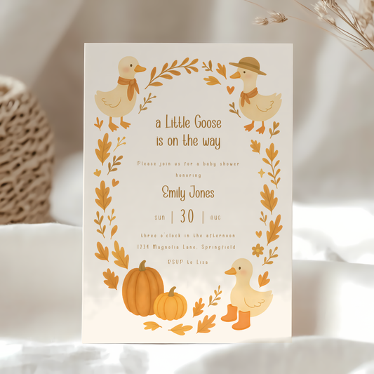 Baby Shower Invitation - Fall Little Goose On The Way BS206