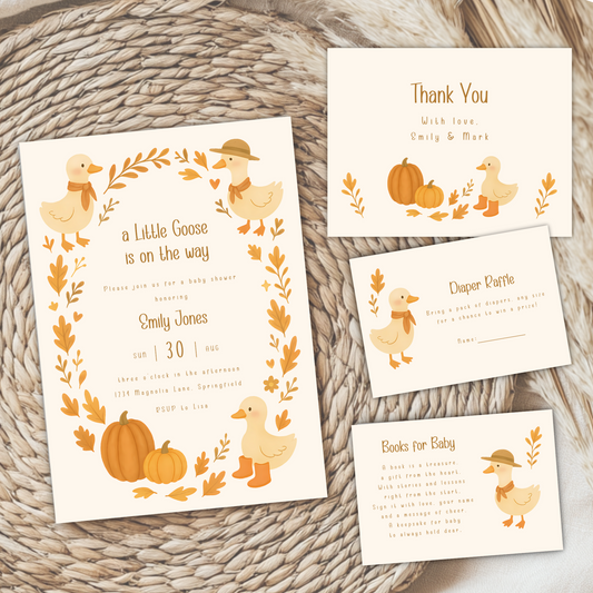 Baby Shower Invitation Bundle - Fall Little Goose Farmhouse BS206