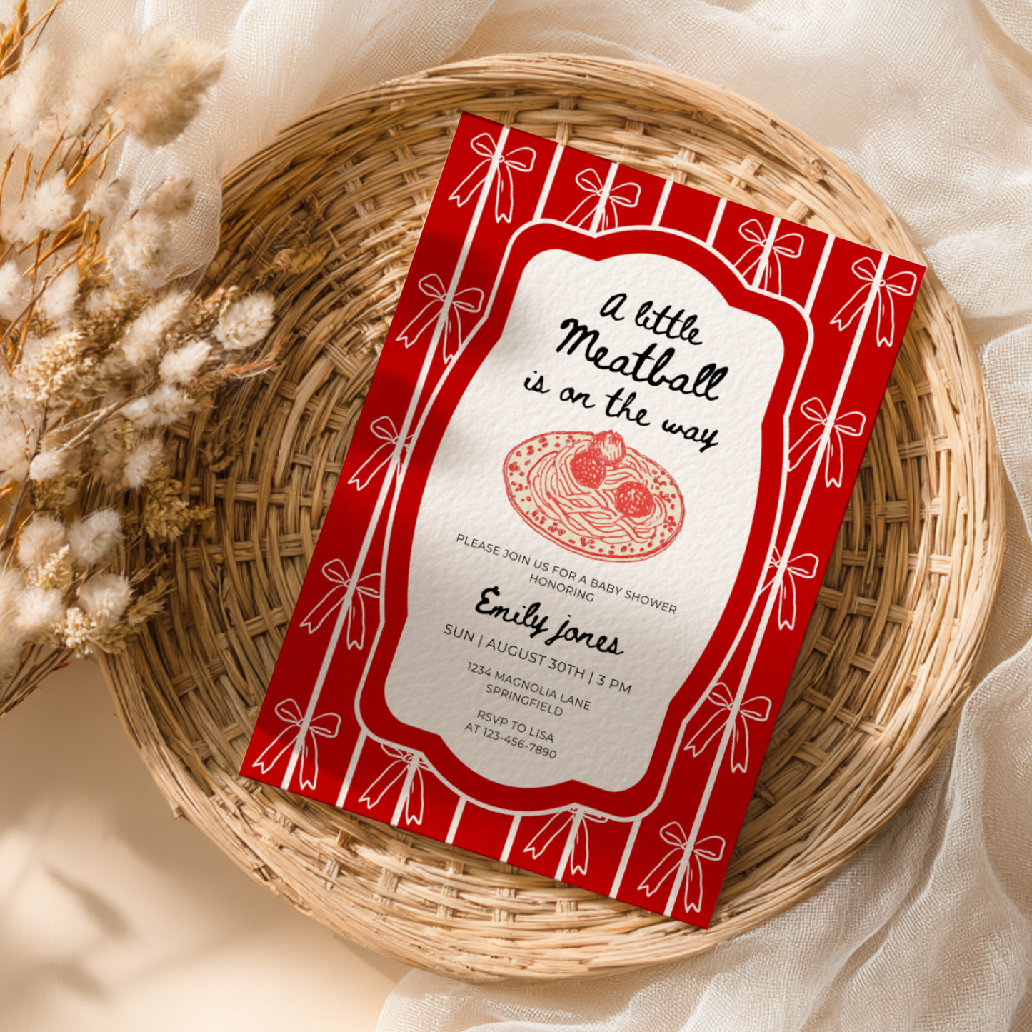 Little Meatball Italian Baby Shower Invitation BS264