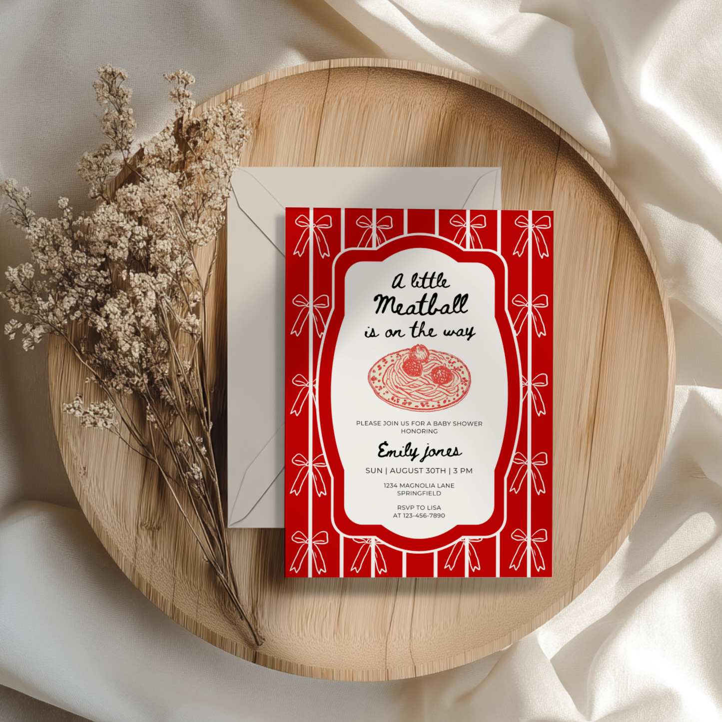 Little Meatball Italian Baby Shower Invitation BS264
