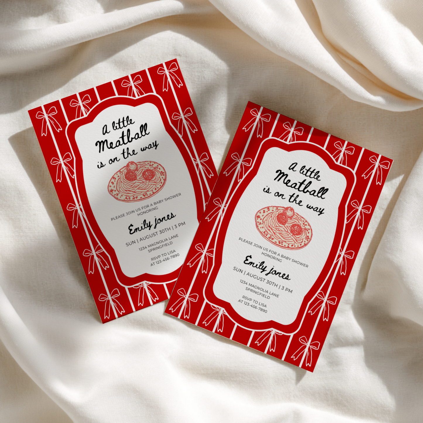Little Meatball Italian Baby Shower Invitation BS264