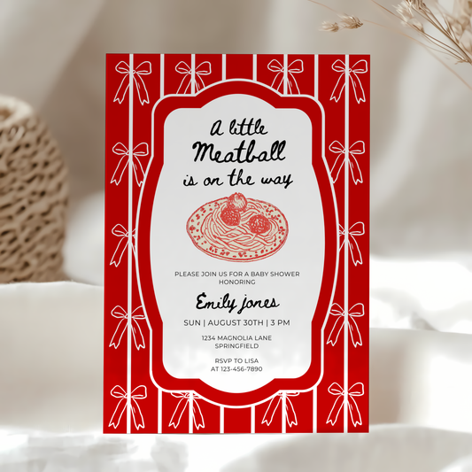 Little Meatball Italian Baby Shower Invitation BS264