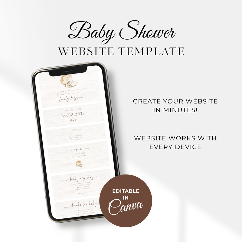 Little Pearl Baby Shower Website Template - Elegant RSVP Website