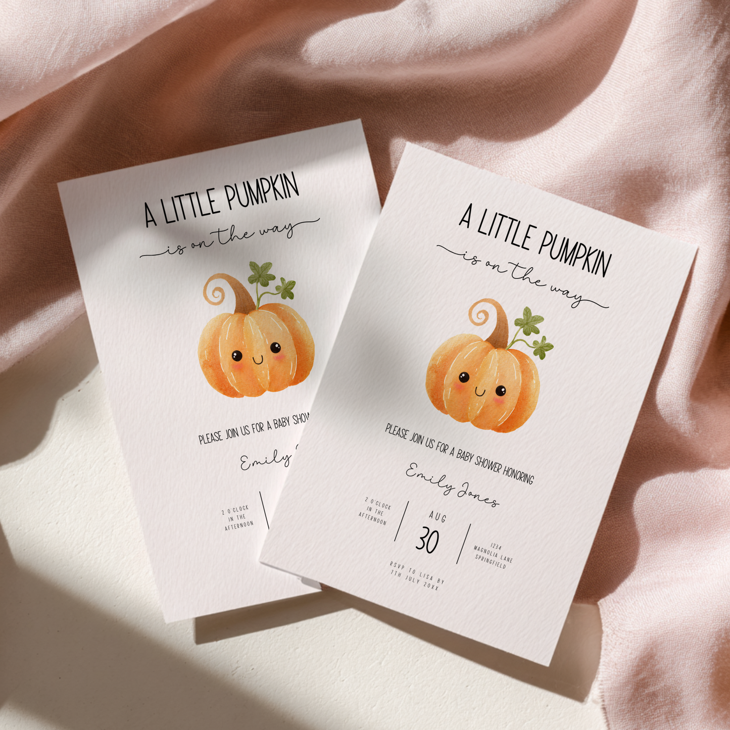 Baby Shower Invitation - Cute Little Pumpkin is On The Way BS191