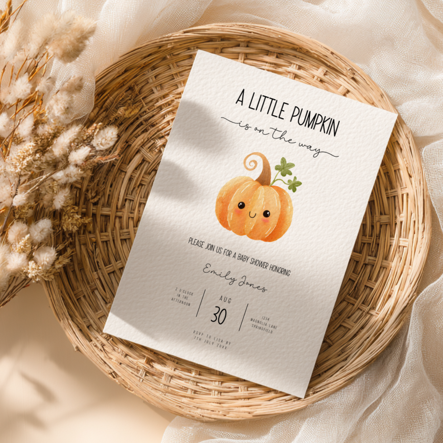 Baby Shower Invitation - Cute Little Pumpkin is On The Way BS191