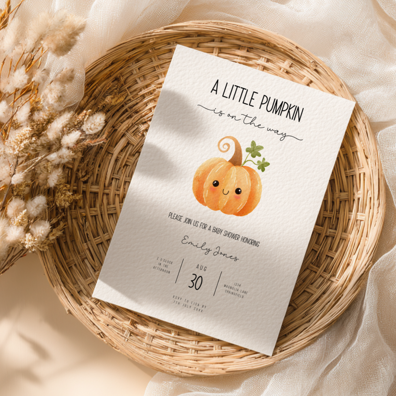 Baby Shower Invitation - Cute Little Pumpkin is On The Way BS191
