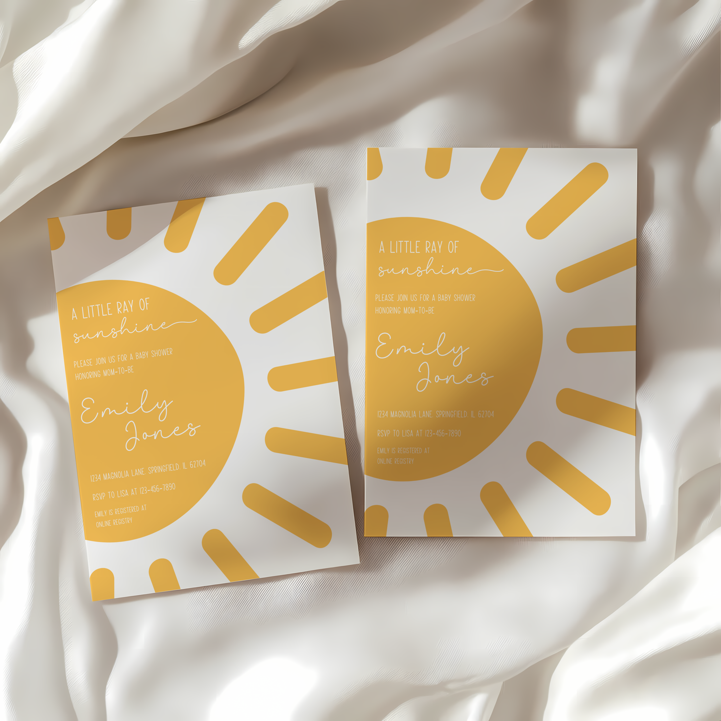 Baby Shower Invitation - Sun Little Ray of Sunshine Modern Minimalist Yellow Gender Neutral BS130