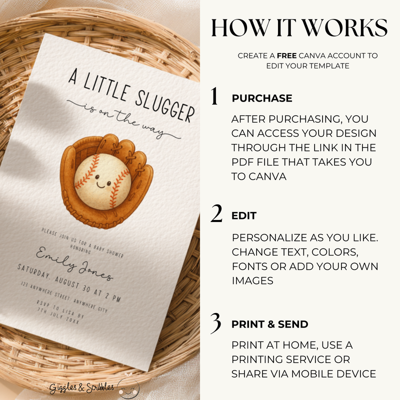 Baseball Baby Shower Invitation Bundle BS293
