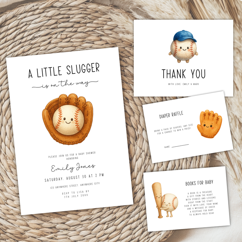 Baseball Baby Shower Invitation Bundle BS293