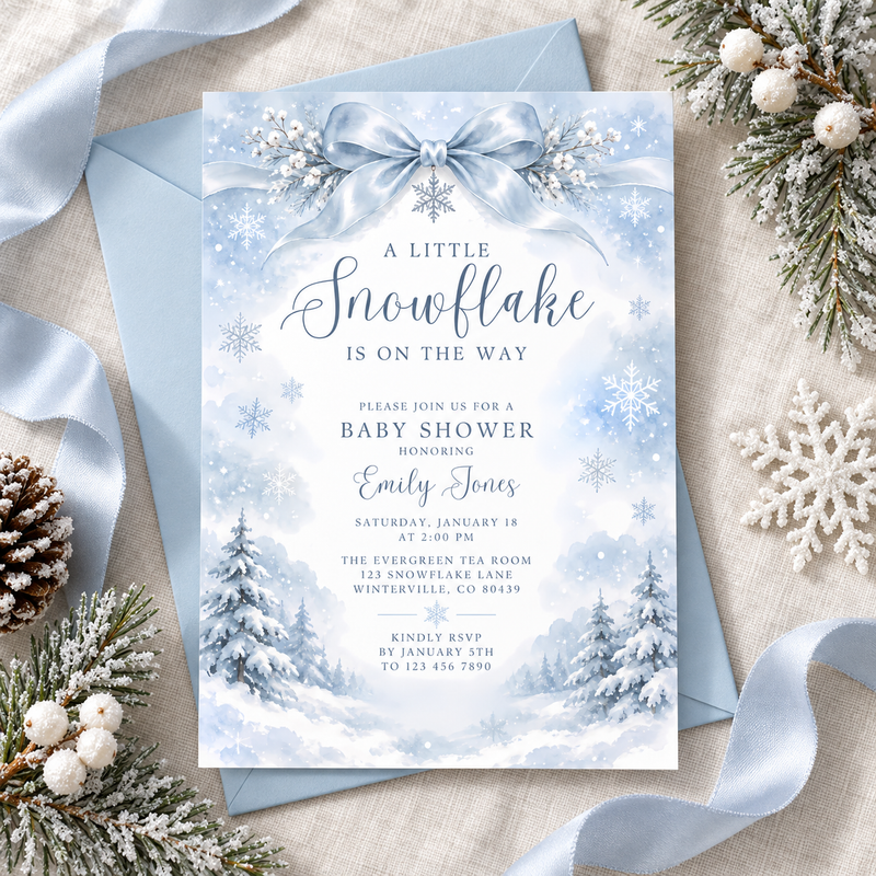 Little Snowflake Winter Baby Shower Invitation BS337