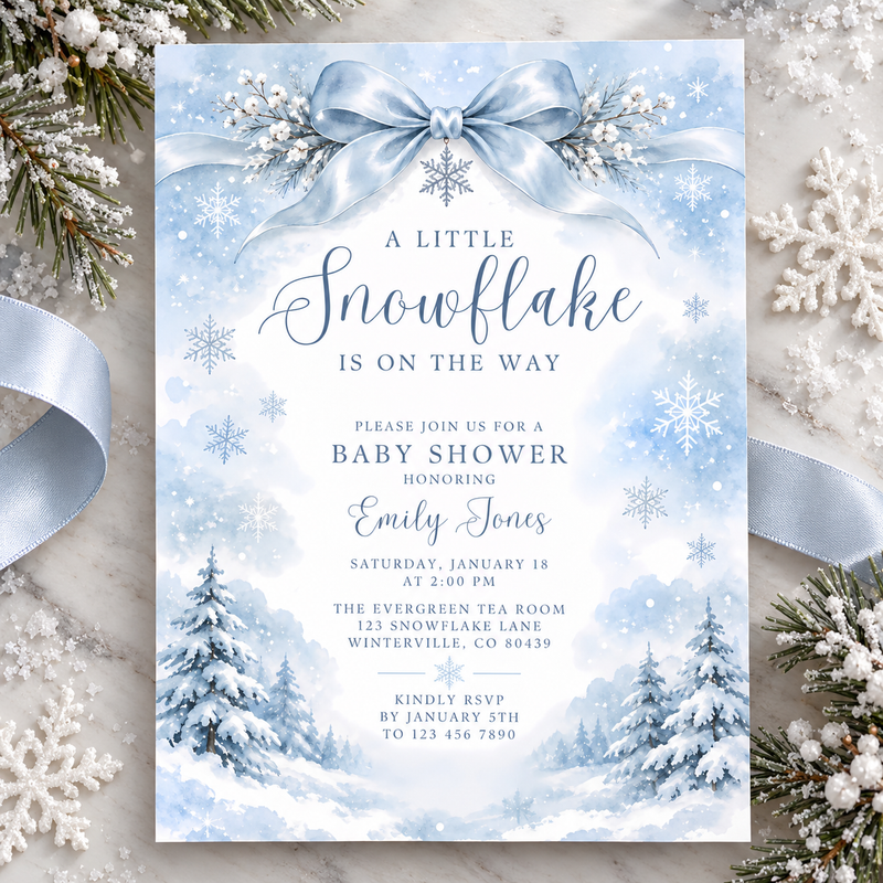 Little Snowflake Winter Baby Shower Invitation BS337