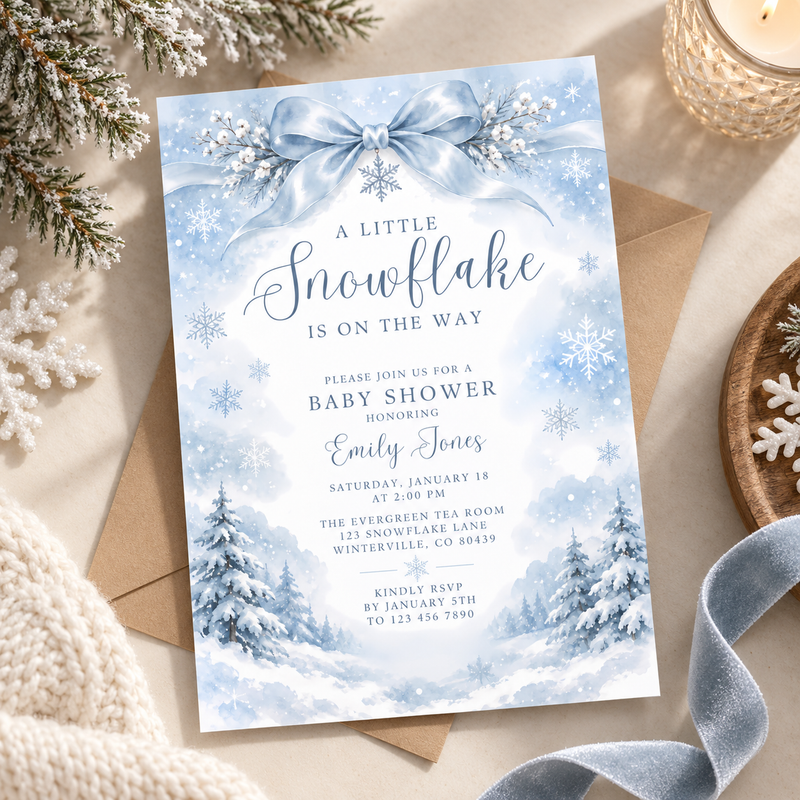 Little Snowflake Winter Baby Shower Invitation BS337