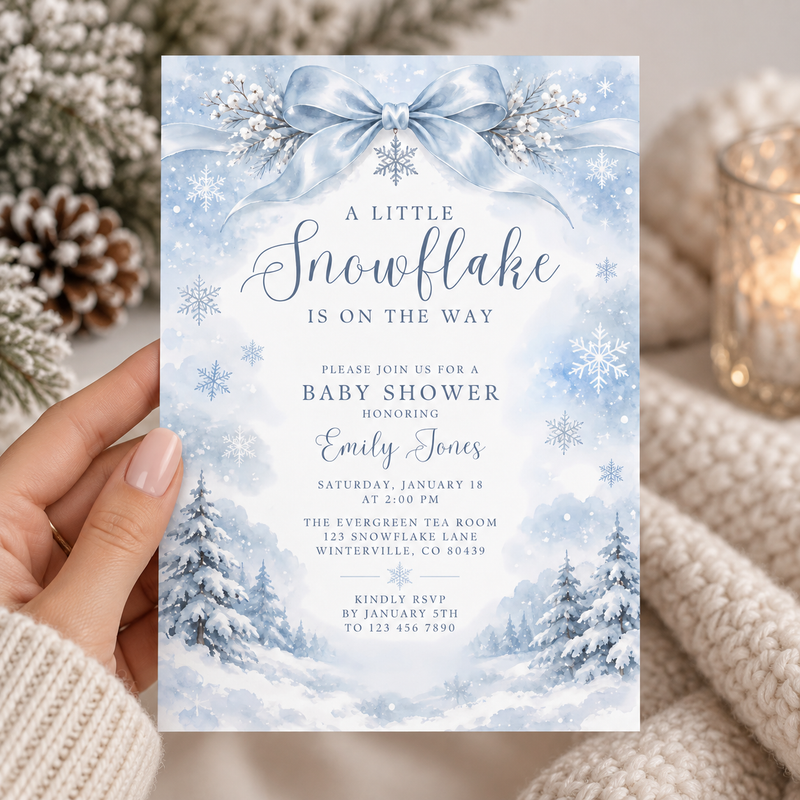 Little Snowflake Winter Baby Shower Invitation BS337