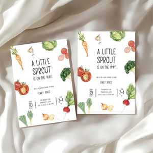 Baby Shower Invitation - Little Sprout Homegrown with Love Vegetables BS97